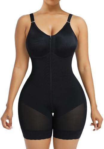 YIANNA Fajas Colombianas Moldeadoras Postpartum Shapewear for Women Tummy Control Butt Lifter Body Shaper with Zipper Crotch