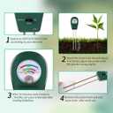 3 x 3 in 1 Soil Tester, Soil Fertility Test, Measure pH of Garden, Lawn Care, Potted, Horticultural Soil Moisture Meter Sensor, No Battery (Green)