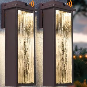 2 Packs Dusk to Dawn LED Outdoor Light 20" Extra Large , Oil Rubbed Bronze Modern Exterior Lighting Fixtures, Outside Porch Lights Wall Mount, Mid-Century Brown Wall Lantern Patio Sconce Lamp