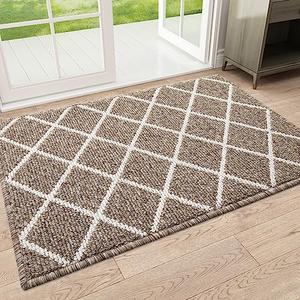 Finchitty Indoor Door Mat, Dirt Resistant and Absorbent, Low-Profile, Non-Slip, Washable Inside Floor Mats for Front Door, Back, and Entrance, 36" x 24", Khaki