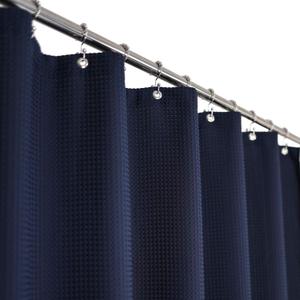 Barossa Design Extra Long Waffle Weave Shower Curtain 71" W x 84" H - Hotel Luxury Spa, 230 GSM Heavy Weighted Fabric, Water Repellent, Navy Blue, 71x84