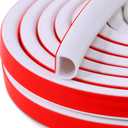 New UpgradeSilicone Door Weather Stripping Door Seal Strip, 19.7 Feet Self-Adhesive D-Shape Door Insulation Strip for Door Frame& Window Seal Large Gaps, Easy to Cut & Install (White)