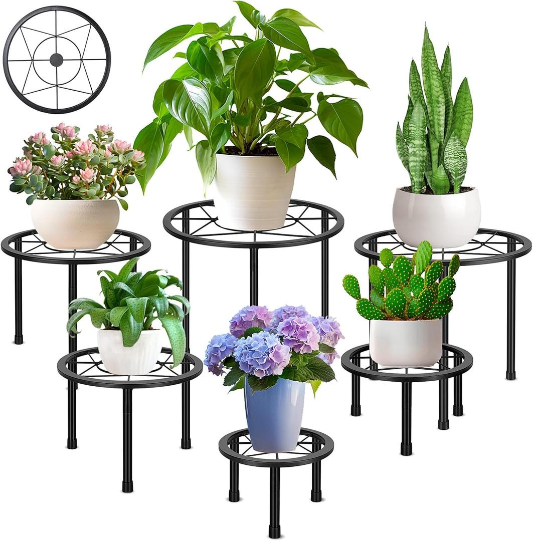 6 Pack Metal Plant Stands, Heavy Duty Plant Stand for Indoor Outdoor, Anti-Rust Iron Flower Pot Stands Outdoor Plant Holder, Potted Plant Shelf for Living Room Balcony Garden Patio, Black 6 Pack Metal Plant Stands, Heavy Duty Plant Stand for Indoor Outdoor, Anti-Rust Iron Flower Pot Stands Outdoor Plant Holder, Potted Plant Shelf for Living Room Balcony Garden Patio, Black