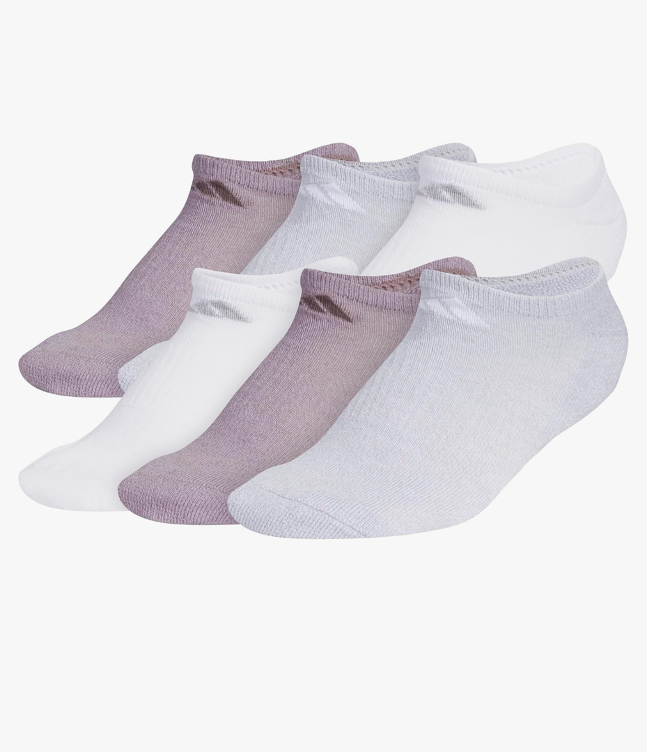 adidas Women's Athletic Cushioned 6-Pack No Show, Socks - No Show Socks for Secure Fit, Cushioned Comfort, Low Profile