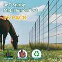 Metal Fence Posts, 4 FT Black Heavy Duty U Posts, No Dig T Posts for Fences Wire Mesh, Perfect for Temporary Fencing, Electric Fence Wire, Corner Anchor - 16 Packs
