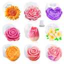 MGLIFEUL 9Pcs Rose Flower Tulip Peony Heart Candle Soap Wax Mold Valentine Day Silicone for Small Butter Candles Chocolate Making Molds Silicones Shapes Moldes De Rosas Silicona para Velas