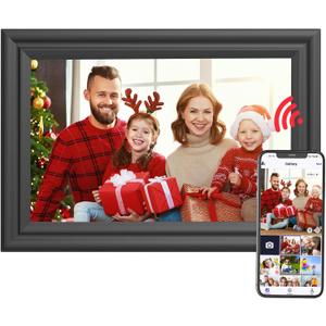 SAMMIX Digital Picture Frame 10.1 Inch Photo Frame Electronic, IPS HD Touch Screen 16GB Smart Frame, Slideshow, Auto-Rotate, Easy Setup to Send Pictures and Video with Uhale App (Ebony Black AW102)
