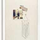 Bulletin Board with Linen, Vintage Arch Framed Pin Board  19 x 31 White Cork Board for Walls, White Pine Wood Frame, Fabric Pinboard, Vision Board for School, Home & Office