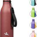 Insulated Water Bottle with Strap,18 oz Double Wall Stainless Steel Vacuum Bottles Metal Water Flask,Brick Red