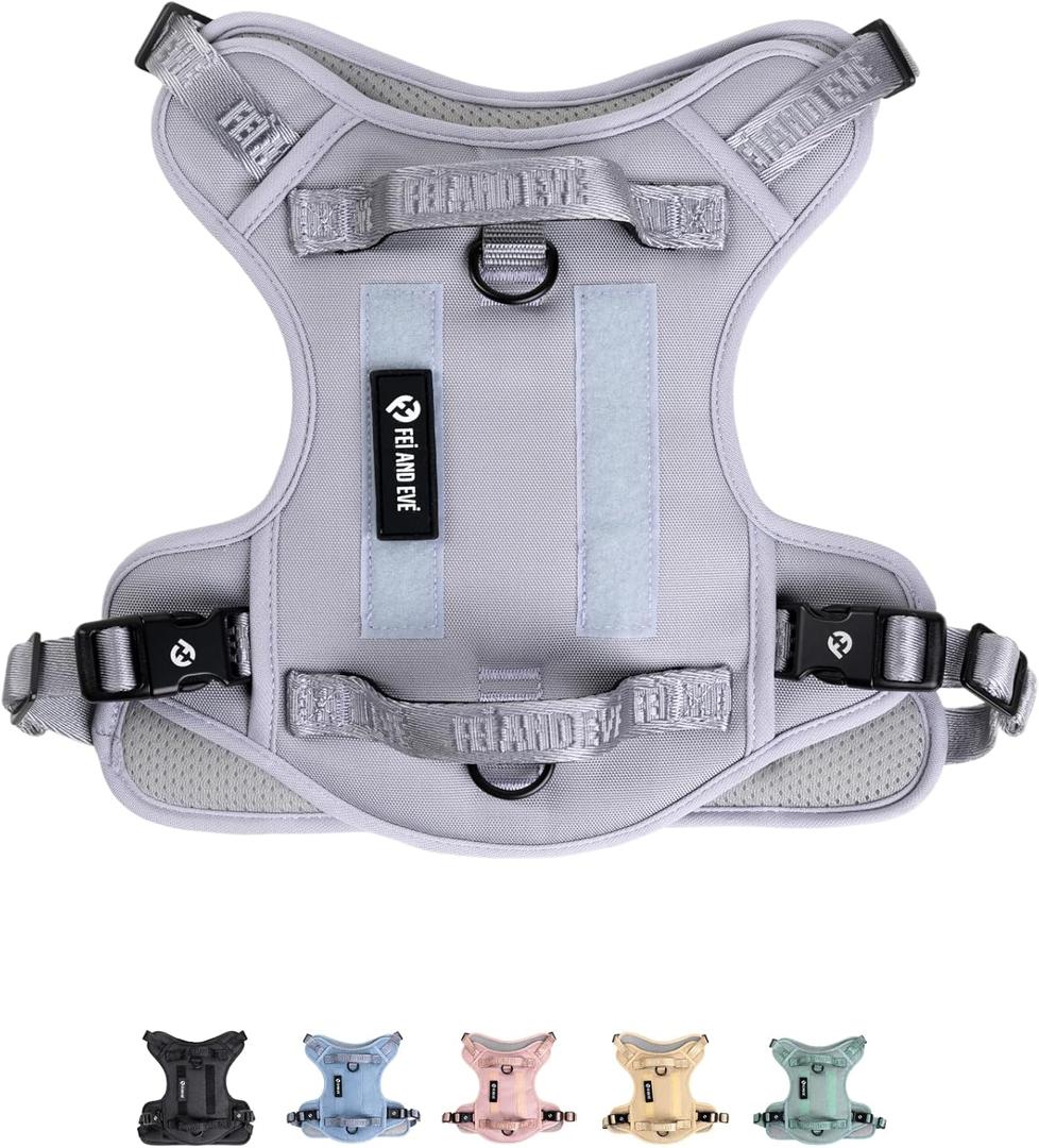 2026 New Edition, Fei & Eve Classic Dog Harness - Quick-Release Buckles | 3-Point No-Pull Control | Heavy-Duty 900D Nylon | Dual Safety Handles | Breathable Mesh | Adjustable Fit | Large,Gray