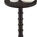 Round Side Table,Stable Small Drink Table for Small Spaces, Modern Accent Side Table with Solid Rubber Wood Table Leg,Easy Assembly for Living Room, Bedroom, Sofa & Office Corners-Black