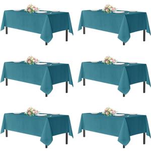 sancua Rectangle Tablecloths for 4ft Tables, 6 Pack - 60x84 Inch - Teal Washable Fabric Cloth Table Cloth for Wedding, Party, Birthday, Banquet, Reusable Polyester Table Covers
