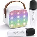 YLL Mini Karaoke Machine for Kids Adults, Portable Bluetooth Speaker with 2 Wireless Microphones,Toys Birthday Gifts for Girls 3, 4, 5, 6, 7, 8, 9, 10, 11, 12+ Years Old Toddler Teens(White)