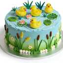 Leinuosen 18 Pcs Yellow Duck Cake Decorations Cute Little Duckie Birthday Cake Topper Lotus Flower Leaves Grass Farm Animal Birthday Party Decorations for Duck Theme Baby Shower Gender Reveal Supplies