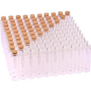 MaxMau 100 Sets of 20ml Glass Bottles with Cork Stopper,Small Clear Jars Tiny Glass Vials for Wedding Favors Seed Powder Sequin Storing Art Crafts Display Party Member Gift