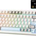 YUNZII B75 PRO MAX QMK/VIA Wireless Mechanical Keyboard,75% Layout with Screen and Knob,Custom Hot Swap Gasket,Creamy Pre-lubed Switches,Bluetooth/Type-C/2.4G for Win/Mac (Beige,Cocoa Cream V2 Switch)