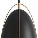 Black Dome Pendant Light 10in Kitchen Island Pendant Lighting Modern Black & Gold Ceiling Pendant Light Fixture for Kitchen Sink Dining Room, E26, 10" 1-Light 1-Socket