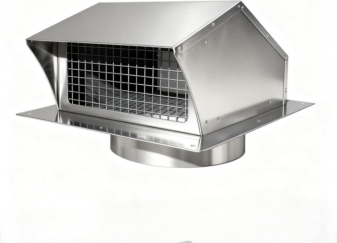 8 Inch Dryer Roof Vent, Stainless Steel Roof Exhaust Vent Cap with Backdraft Damper, Weatherproof Removable Rooftop Vent Cover for Dryer Vent, Bathroom Exhaust Fan and Attic Ventilation, Silver
