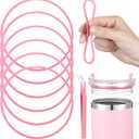 Vesici 6 Pcs 40 oz Replacement Tumbler Rubber Lid Seals and Tweezers for Easy Removal 3.35 Inches O Shaped Resealable Lid Gaskets for 40 oz Tumbler with Handle (Pink)