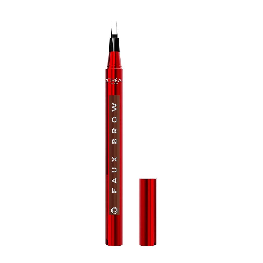 L'Oreal Paris Faux Brow, Hair-Like, Filling Eyebrow Pen with Double-Brush Tip, Fast & Precise Eyebrow Makeup, Light Brunette, 0.04 Fl Oz