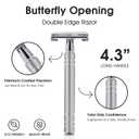 Keropy Double Edge Safety Razor, Single Blade razor for Men & Women, Shaving Razor with 10 Razor Blade, Metal Razor - Silver