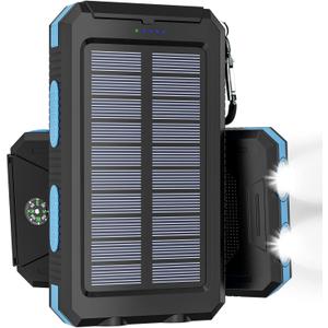 Solar Charger Power Bank - 36800mAh Solar Phone Charger, USB-C QC3.0 Fast Charger with LED Flashlight, IP65 Waterproof Portable Power Bank for Camping, Hiking Outdoor ActivitiesBlue