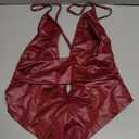 SOLY HUX Women's Deep V Neck Cut Out Halter Top Tie Backless Asymmetrical Hem Summer Tops Solid Burgundy Large (Red)