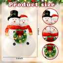 Snowman Couple Figurines with Christmas Wreath, Resin Christmas Snowmen Decorations, Snowman Tabletop Home Decor Statue for Tabletop Ornaments