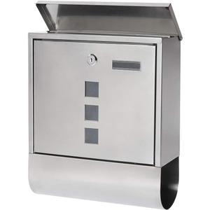 Parrency Stainless Steel Mailboxes with Key Lock, Wall Mounted Large Capacity Mailbox with Newspaper Compartment, Silver, 15.4" x 12"x 4.8" (Silver)