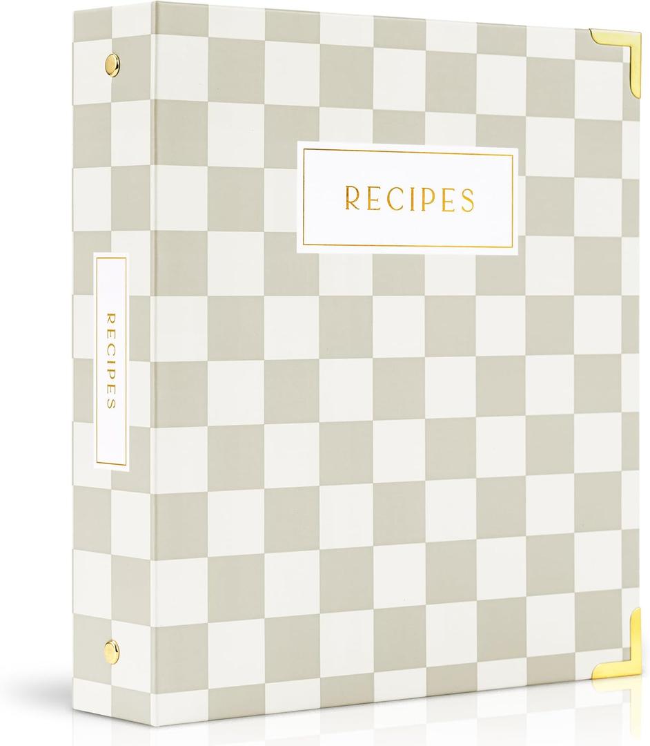 Aesthetic Recipe Binder with Waterproof Cover - The Perfect Recipe Book with Plastic Sleeves to Write in Your Own Recipes - Quality Blank Cookbook Binder, Cards incl. (Beige)