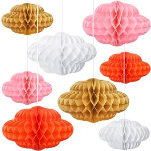 20 Pcs Cloud Decorations Hanging Honeycomb Decor Artificial Cloud Ornaments for Ceiling Art Wedding Birthday Nursery Room Baby Shower Party Decorations(Multi Color,2 Size)