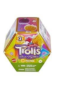 Mattel DreamWorks Trolls Band Together Rainbow Pom Poms Keychains with Surprise Mini Doll, Rainbow Series 2, Set Of 2