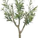 Olive Trees Artificial Indoor,Faux Olive Tree 4ft Tall 1Pack with White Planter,Fake Olive Tree with Natural Olive Branches and Realistic Leaves for Home Decor Indoor