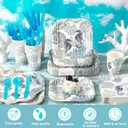 350 Pcs Summer Seashell Beach Party Decorations Serves 50 Starfish Seashell Beach Party Plates Tableware Starfish Coral Disposable Paper Plates Napkin Cup Knife Fork Spoon for Ocean Birthday