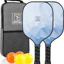 Pickleball Paddles Set of 2, 2025 USAPA Approved Pickleball Set, Fiberglass Lightweight Pickle Ball Rackets 2 Pack, 2 Outdoor Pickleball, 2 Indoor Pickleball Balls, 1 Pickleball Bag for Women and Men (Blue)
