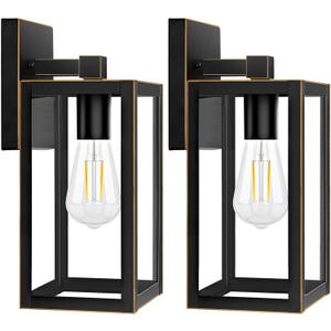 2-Pack Outdoor Wall Light, Waterproof Porch Lights Outdoor, 10" Bronze Outdoor Lights for House with Clear Glass for House, Porch, Front Door, Garage, Patio, Bulbs Not Included (10.6 Inch)