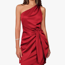 GRACE KARIN 2025 Women Satin Dress Cocktail One Shoulder Sleeveless Tie Waist Party Mini Dresses
Size12