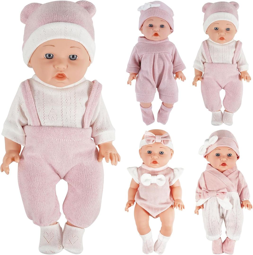 12 inch Doll Clothes and Accessories for 10 11 12 inch Dolls, Include 4-Packs Baby Doll Clothes Hat Headband Socks (Not Include Doll)