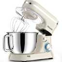 HOWORK Electric Stand Mixer,10+p Speeds With 6.5QT Stainless Steel Bowl,Dough Hook, Wire Whip & Beater,for Most Home Cooks,Cream White