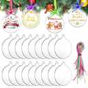SANNIX 60Pcs 3 Inch Acrylic Ornament Blanks Clear Round Acrylic Christmas Ornament Blank with 70Pcs Ribbons Acrylic Disc Blanks for DIY Craft Christmas Tree Hanging Ornaments Xmas Party Decorations
