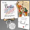 Best Friend Gift for Women - Work Besties Plaque, Elephant Sisterhood Ornament, Keychain, Card - Bestie Birthday Gift, Friendship, Valentines Gift for Women Friends, Thank You BFF Keepsake FF761 (4.7L" x 4.7W")