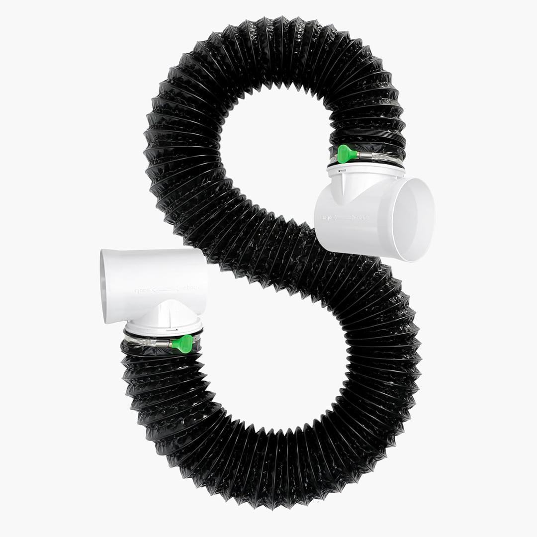 Dryer Vent Hose For Tight Space,Dryer Vent Connector Kit with 4 Inch 9.8 Feet Hose,90 Degree Dryers Vent Elbow,Space Saving and Easy to Install