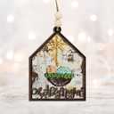 2 x Oh Holy Night Nativity Ornament 2025  Wooden Christmas Tree Decoration with Baby Jesus in Manger & Star of Bethlehem  Rustic Christian Holiday Ornament & Faith Gift