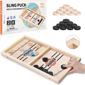 AMFLOWER Fast Sling Puck Game Large SizeSling Puck Game for Kids & Adults, Fast-Paced Fun Board Games for a Party with Friends for Family Game Night, Desktop Battle, 22.4 * 12 * 1.45 Inch