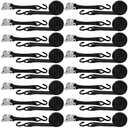 16 Pcs Cambuckle Tie Down Straps 1763lbs Break Strength Securing Straps 1'' x 15 ft Cambuckle Tie Downs with S Hook for Motorcycle, Kayak, Car, Truck, Boat Moving, Securing Cargo(Black)