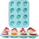 2-Pack Blue 12-Cup Non-Stick Muffin Pan | Healthy Baking | Easy Cleaning Muffin Tin | Durable & Versatile Muffin Cup | Perfect for Mini Cupcakes (Blue)