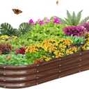 Galvanized Steel Raised Garden Bed, Large Outdoor Metal Planter Box Big Flower Plant pots for Patio Backyard Porch Deck Planting Flowers Vegetables and Herbs (Wood Grain, 6x3x1FT)