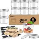 TUZAZO Small Mason Jars 8 Pack, 4 oz Mini Glass Mason Jars with Lids and Labels, Small Glass Canning Jars for Jelly Spice Herbs Honey Jam Storage
