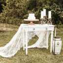 Lace Tablecloth White Wedding Tablecloths 60x120 Inch Vintage Rustic Farmhouse Table Fabric for Romantic Wedding Table Decorations
