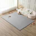 Hakuna Matte CloudSoft Baby Play Mat for Floor 80" x 110" Gray – Coral Velvet Memory Foam Rug for Crawling & Cozy Play – Non-Slip, Water-Resistant, Easy-CareTummy Time Mat, Playmat for Playpen